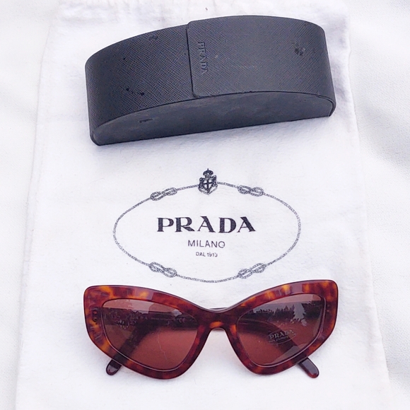Designer Prada Tortoise Shell Cat-Eye Sunnies- SPR 11V-NWT - Picture 3 of 8